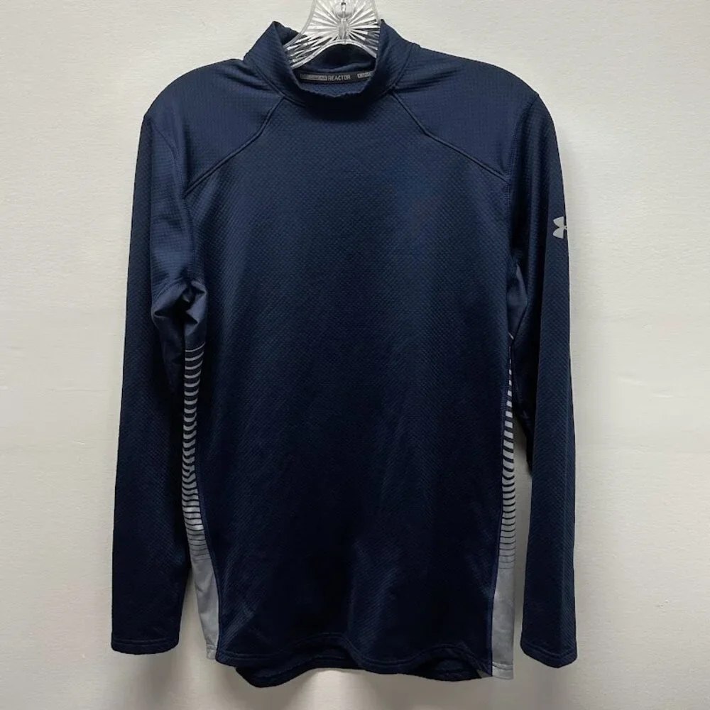 Under Armour ColdGear Reactor Fitted Long Sleeve Shirt | Navy Size Small - Picture 2 of 6